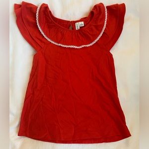 Janie and Jack red top with crochet hem, size 6